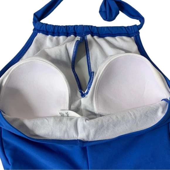 Speedo Women’s Hi  Neck Tie Neck Closure Pull On Lined One Piece Swimsuit Size 6 - Picture 5 of 16